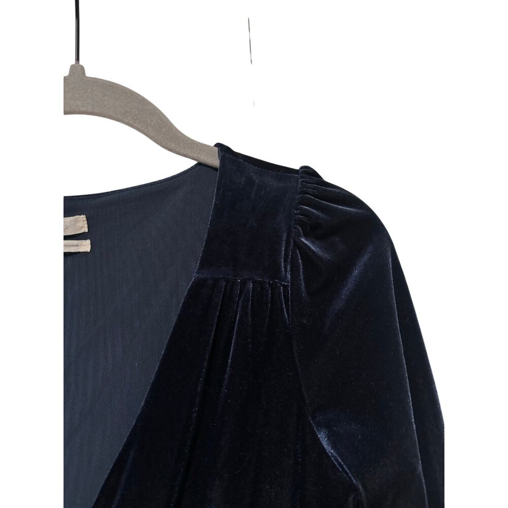 Urban Outfitters Velvet Wrap Romper Navy Blue Long Sleeve Women’s Small Party - Picture 9 of 11